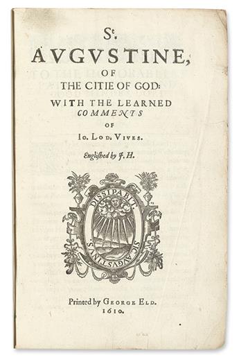 AUGUSTINUS, AURELIUS, Saint.  Of the Citie of God.  1610